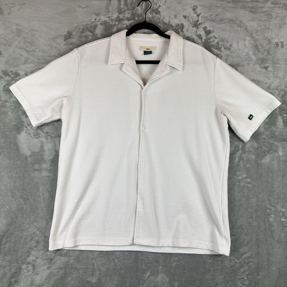 Esc Button Up Shirt Men's XL White Textured Stripe